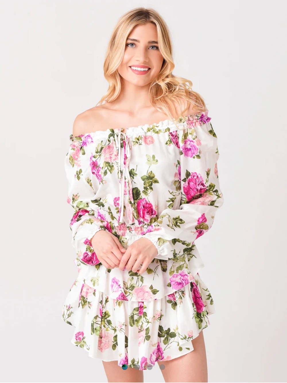 Love Shack Fancy Silk Cotton Floral Popover Mini Dress size Medium